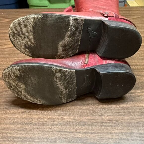 London Underground Red Leather Boots - Sz 7.5 - Picture 5 of 9